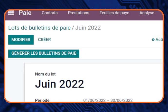 Génération des fiches de paie par employé ou en lot